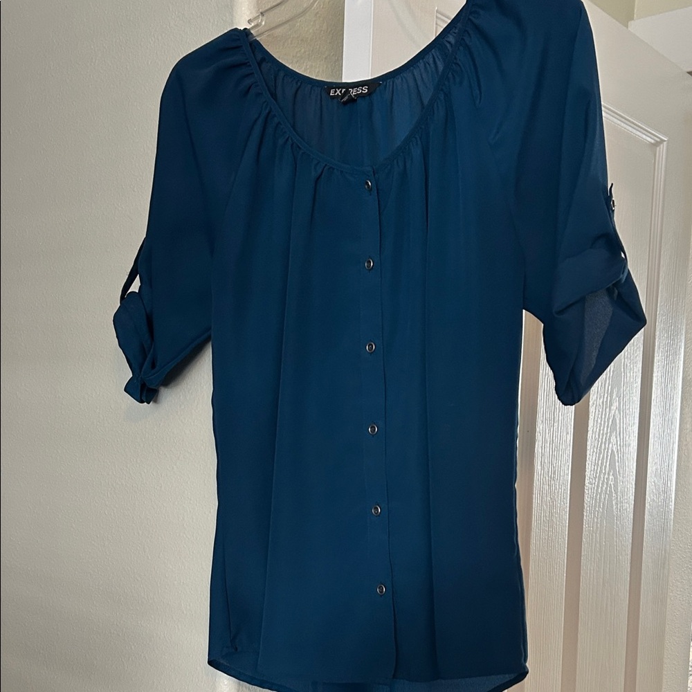 Express Women's Navy Button-Up Blouse